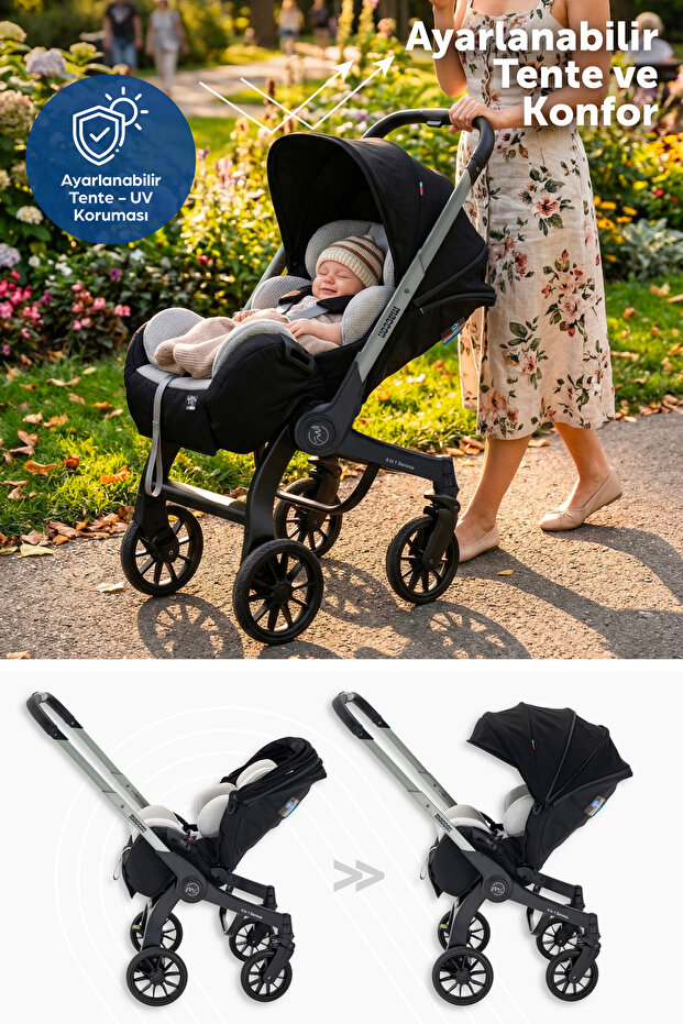 maccon Serena 4 in 1; Ana Kucağı & Oto Koltuğa Dönüşen Çift Yönlü Bebek Arabası görsel 3