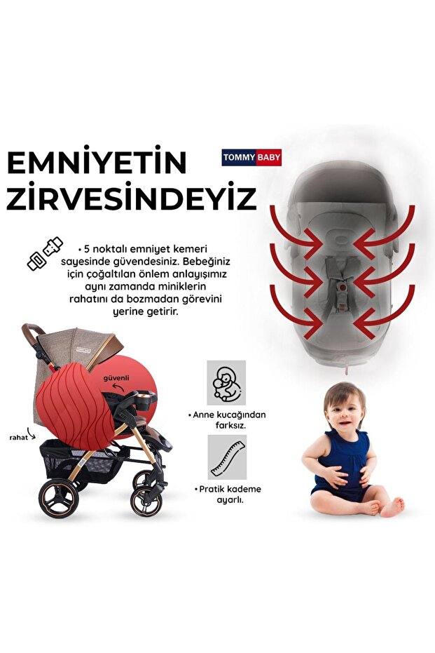 Tommybaby Tornado Plus Gold Alüminyum Lüx Çift Yön Bebek Arabası görsel 3
