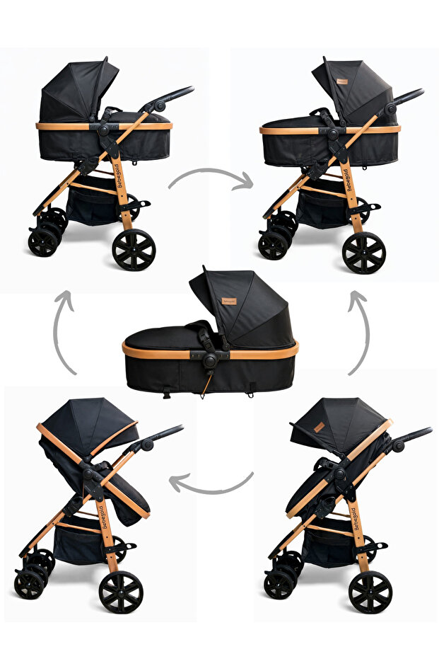 BEBEGOLD Classic Black Travel Sistem, Çift Yönlü, ( Seyahat Sistem ) Bebek Arabası Pusetsiz görsel 2