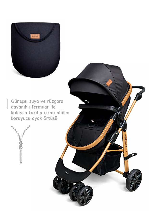 BEBEGOLD Classic Black Travel Sistem, Çift Yönlü, ( Seyahat Sistem ) Bebek Arabası Pusetsiz görsel 4