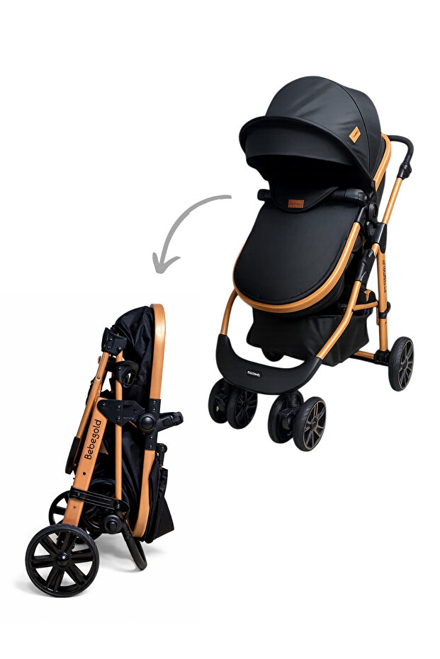 BEBEGOLD Classic Black Travel Sistem, Çift Yönlü, ( Seyahat Sistem ) Bebek Arabası Pusetsiz görsel 5