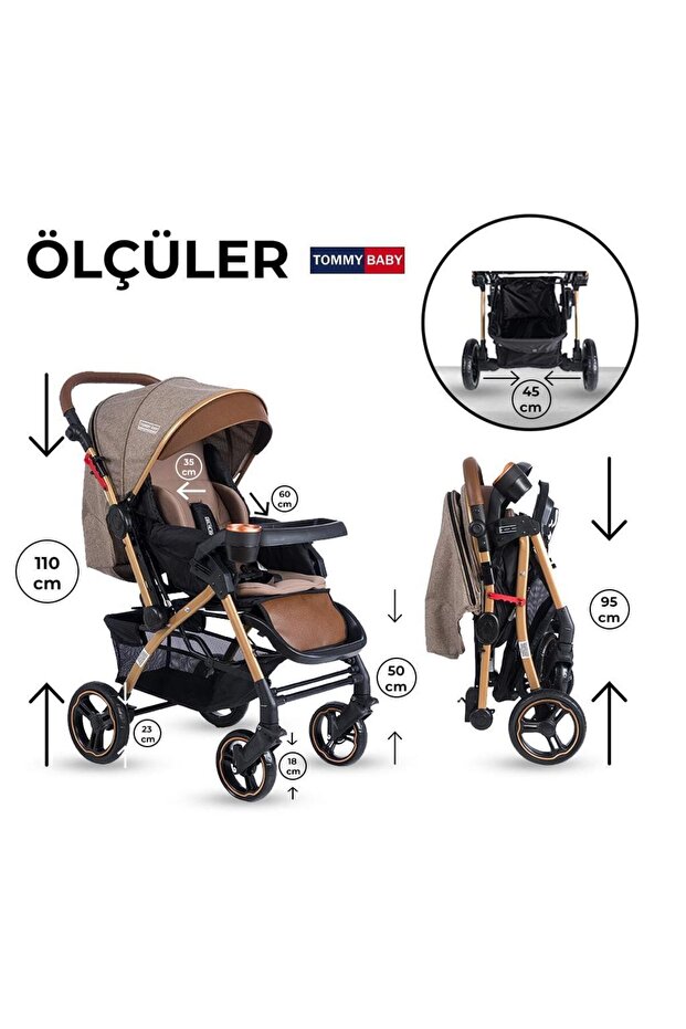 Tommybaby Tornado Plus Gold Alüminyum Lüx Çift Yön Bebek Arabası görsel 2
