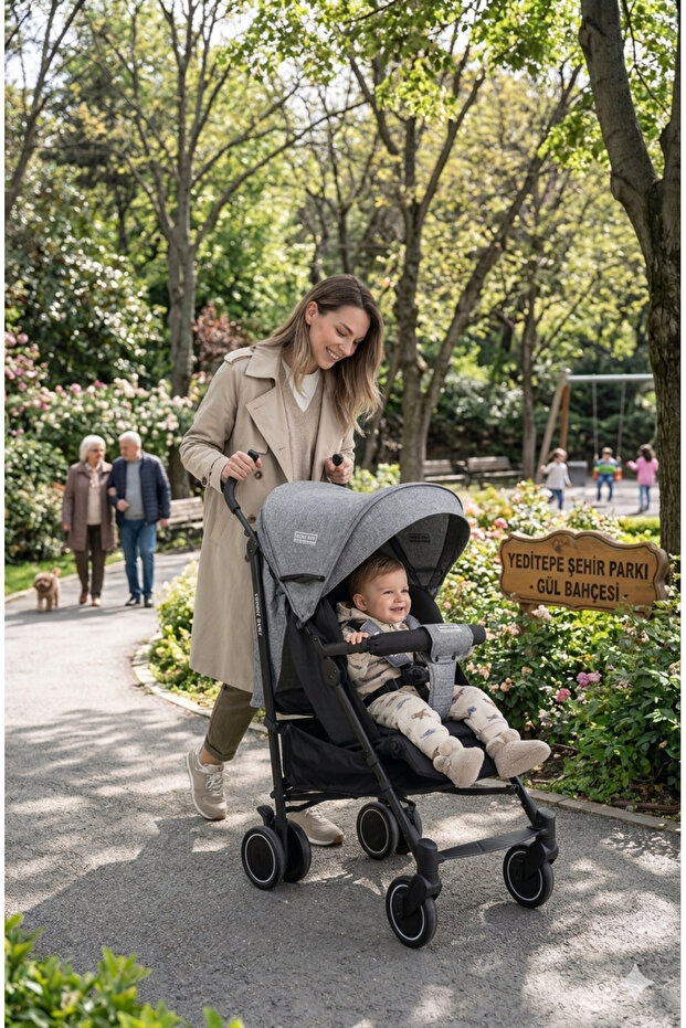 Tommybaby Luppo Black Tam Yatar Baston Bebek Arabası Puset görsel 2