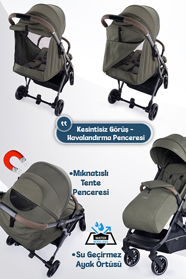 Prego Lotus Pro Kabin Boy Bebek Arabası - Tek Elle Katlanır -Hafif -UV Tenteli - Full Aksesuarlı görsel 5