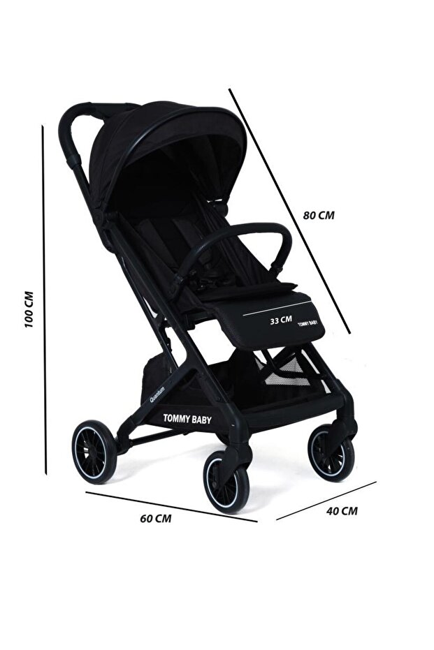 Tommybaby Quantum Kabin Bebek Arabası Kabin Boy Bebek Arabası Pedli Katlanabilir Yağmurluk Hediye görsel 4
