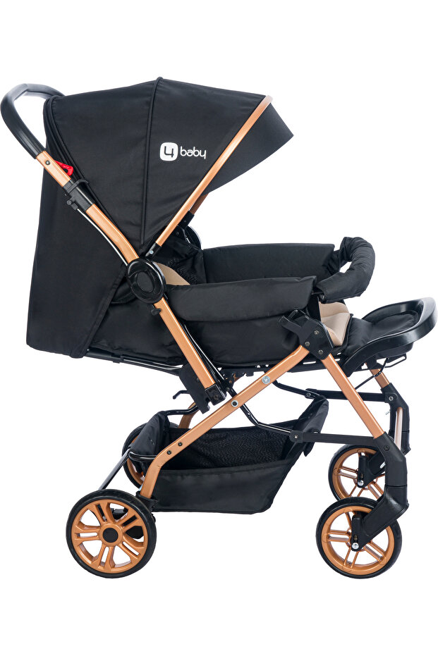 4 Baby ENERJİ GOLD SİYAH BEBEK ARABASI ÇİFT YÖN görsel 3