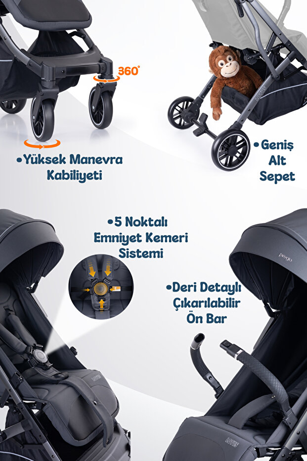 Prego Lotus Pro Kabin Boy Bebek Arabası - Tek Elle Katlanır -Hafif -UV Tenteli - Full Aksesuarlı görsel 3
