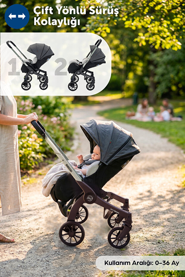 maccon Serena 4 in 1; Ana Kucağı & Oto Koltuğa Dönüşen Çift Yönlü Bebek Arabası görsel 5