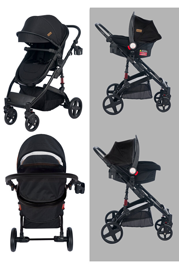 BEBEGOLD Truva Travel Sistem Bebek Arabası Full Black görsel 2