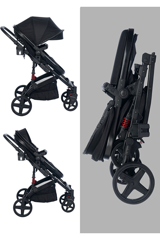 BEBEGOLD Truva Travel Sistem Bebek Arabası Full Black görsel 4