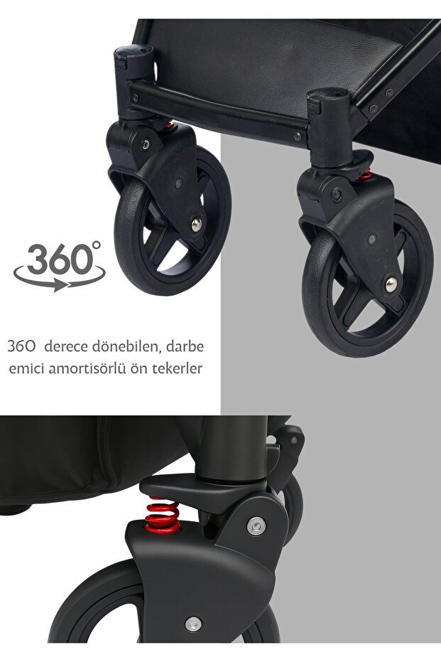 BEBEGOLD Truva Travel Sistem Bebek Arabası Full Black görsel 5