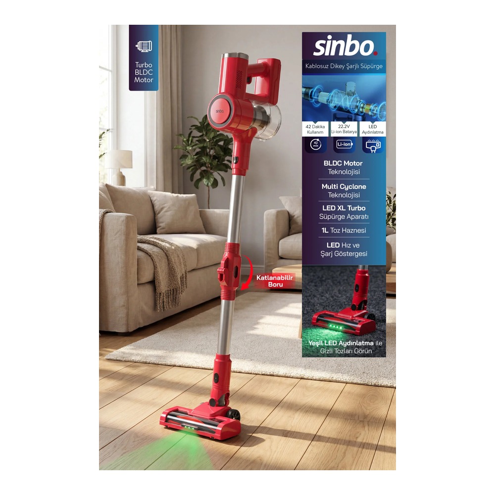Sinbo SVC-8642 Şarjlı Dikey Süpürge