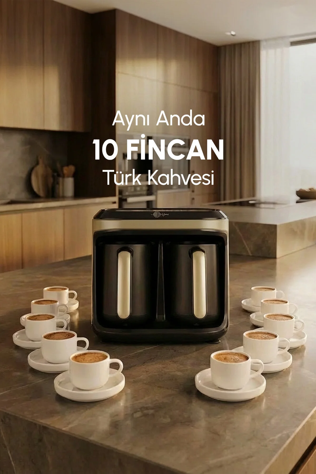 Karaca Hatır Hüp Düet 10 Fincan Kapasiteli Bol Köpüklü Aromalı, Közde ve Türk Kahve Makinesi Krem