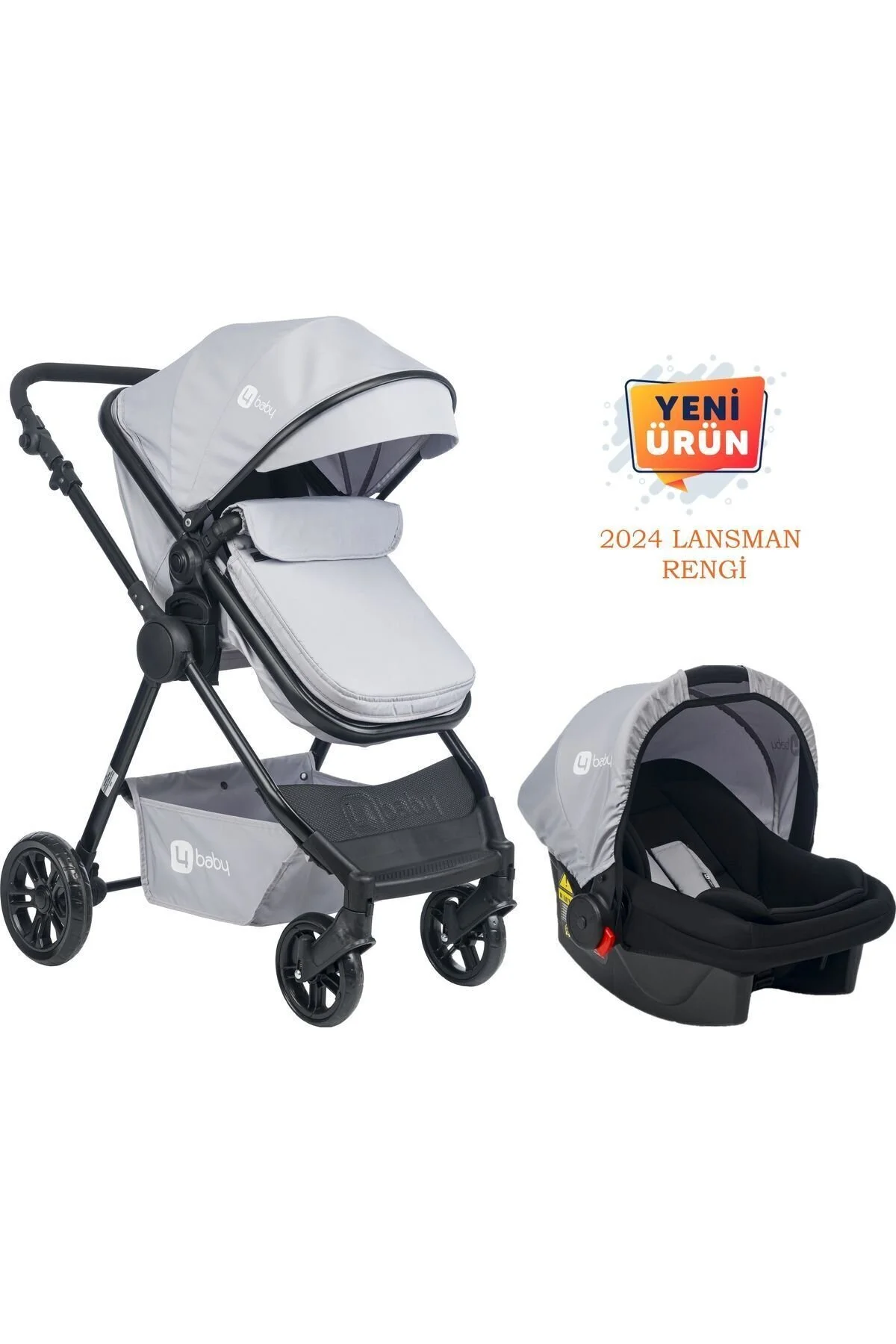 4 Baby Cool Gri Travel Sistem Bebek Arabası Seyahat Sistem