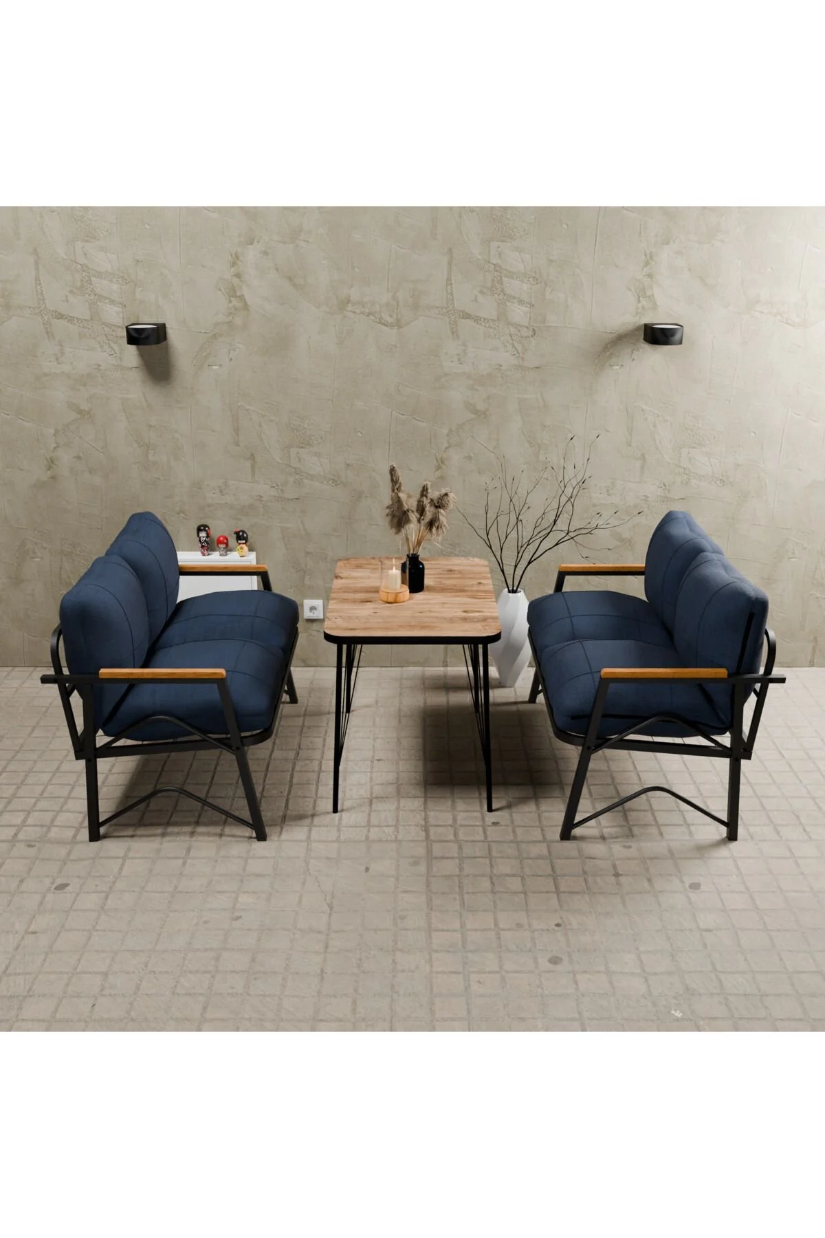 MB GARDEN FURNITURE Simetri Model, Balkon, Mutfak, Bahçe,Cafe,metal Koltuk Takımı,Bahçe Takımı,Çay Seti, 2+2 TAKIM+MASA